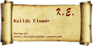 Kollát Elemér névjegykártya